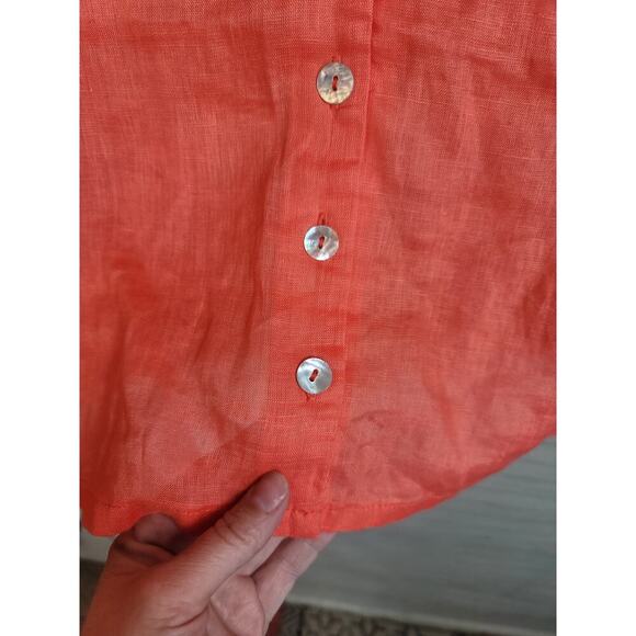 Joie 100% Linen Button Up Crop Short Sleeve in Coral, sz XL - Picture 5 of 9